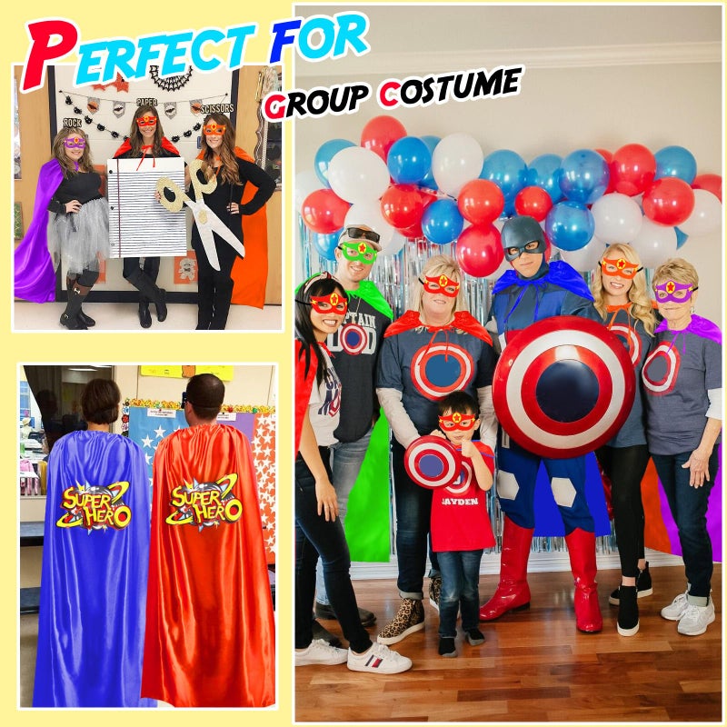 iROLEWIN Adults Superhero-Cape and Mask for Women Men Super-Hero Costumes Spirit Day Team Dress-up-Halloween Party Favors (Blue Superhero) - Image 4